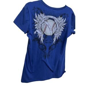 Katydid Women’s Blue “Peace Love Baseball” T-Shirt – Size XL Short Sleeve MWT